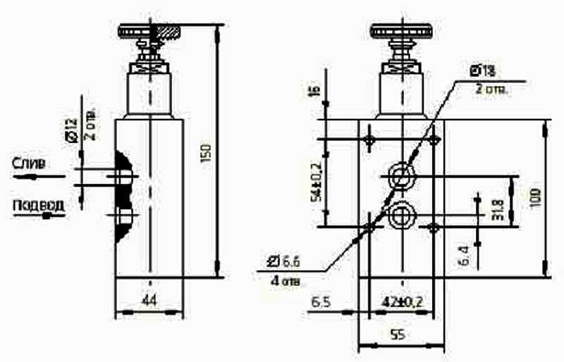 Габаритные размеры клапанов СКП 12/25