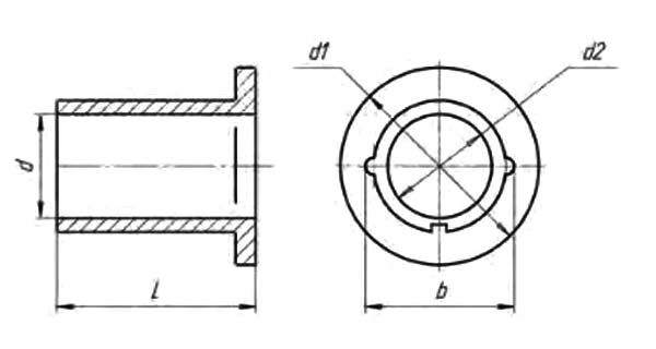 Габаритные размеры втулки серии В
